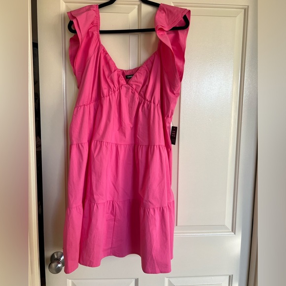 Express pink babydoll dress with ruffle sleeves - Picture 1 of 3